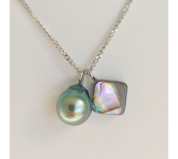 Tahiti - Collier Argent rhodié et Perle de Tahiti d'Exception