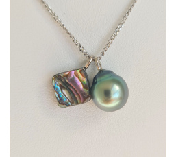 Tahiti - Collier Argent rhodié et Perle de Tahiti d'Exception