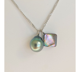 Tahiti - Collier Argent rhodié et Perle de Tahiti d'Exception