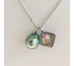 Tahiti - Collier Argent rhodié et Perle de Tahiti d'Exception