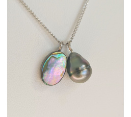 Tahiti - Collier Argent rhodié et Perle de Tahiti d'Exception