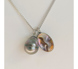 Tahiti - Collier Argent rhodié et Perle de Tahiti d'Exception