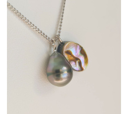 Tahiti - Collier Argent rhodié et Perle de Tahiti d'Exception