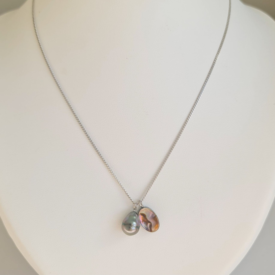 Tahiti - Collier Argent rhodié et Perle de Tahiti d'Exception