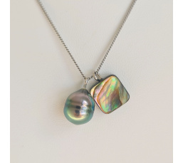 Tahiti - Collier Argent rhodié et Perle de Tahiti d'Exception