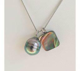 Tahiti - Collier Argent rhodié et Perle de Tahiti d'Exception