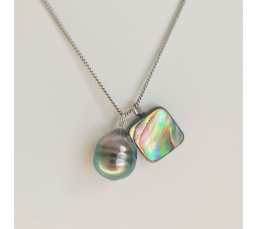 Tahiti - Collier Argent rhodié et Perle de Tahiti d'Exception