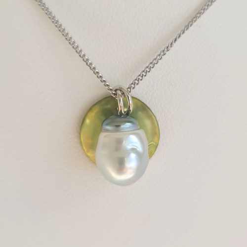 Tahiti - Collier Argent rhodié et Perle de Tahiti d'exception