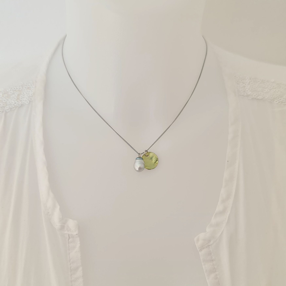 Tahiti - Collier Argent rhodié et Perle de Tahiti d'exception