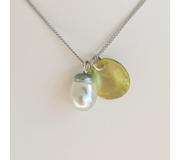 Tahiti - Collier Argent rhodié et Perle de Tahiti d'exception