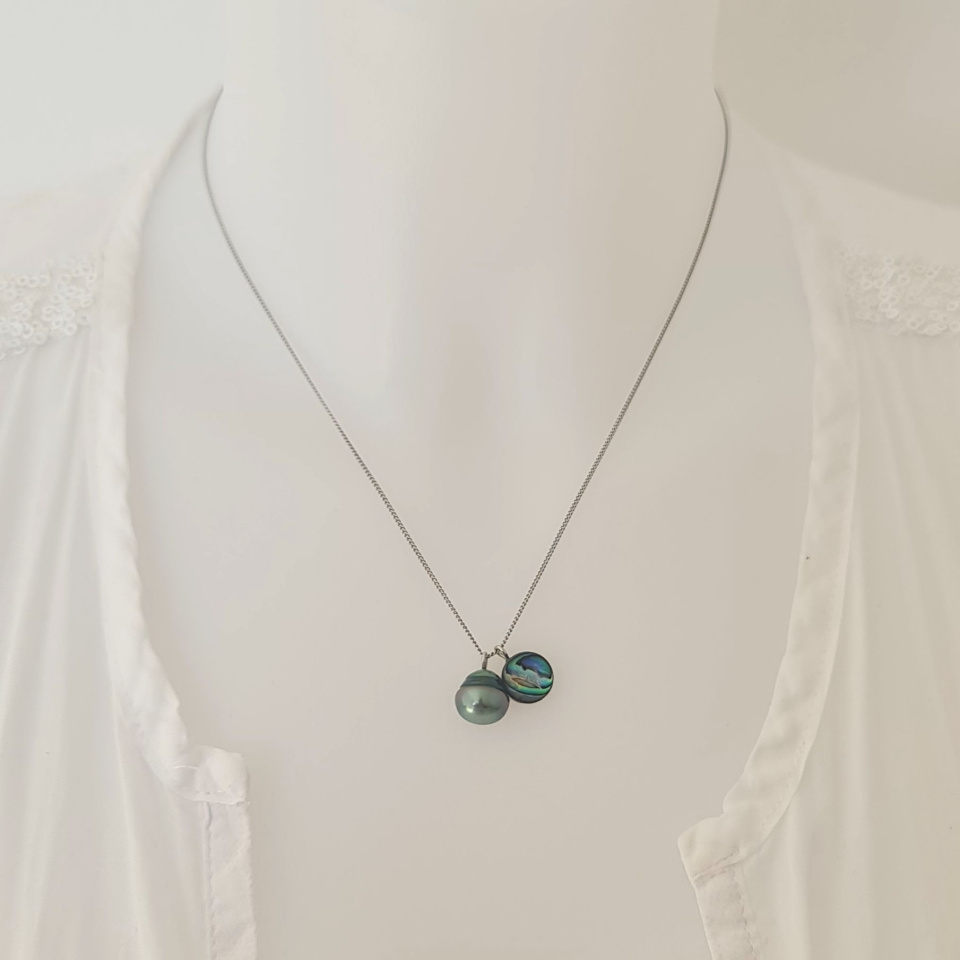 Tahiti - Collier Argent rhodié et Perle de Tahiti d'Exception