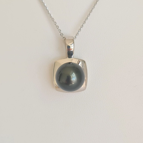 Carré d'Ô - Pendentif Argent Rhodié et Perle de Tahiti d'exception