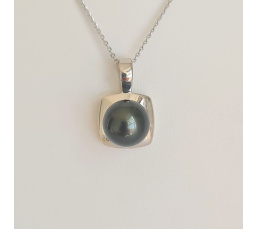 Carré d'Ô - Pendentif Argent Rhodié et Perle de Tahiti d'exception