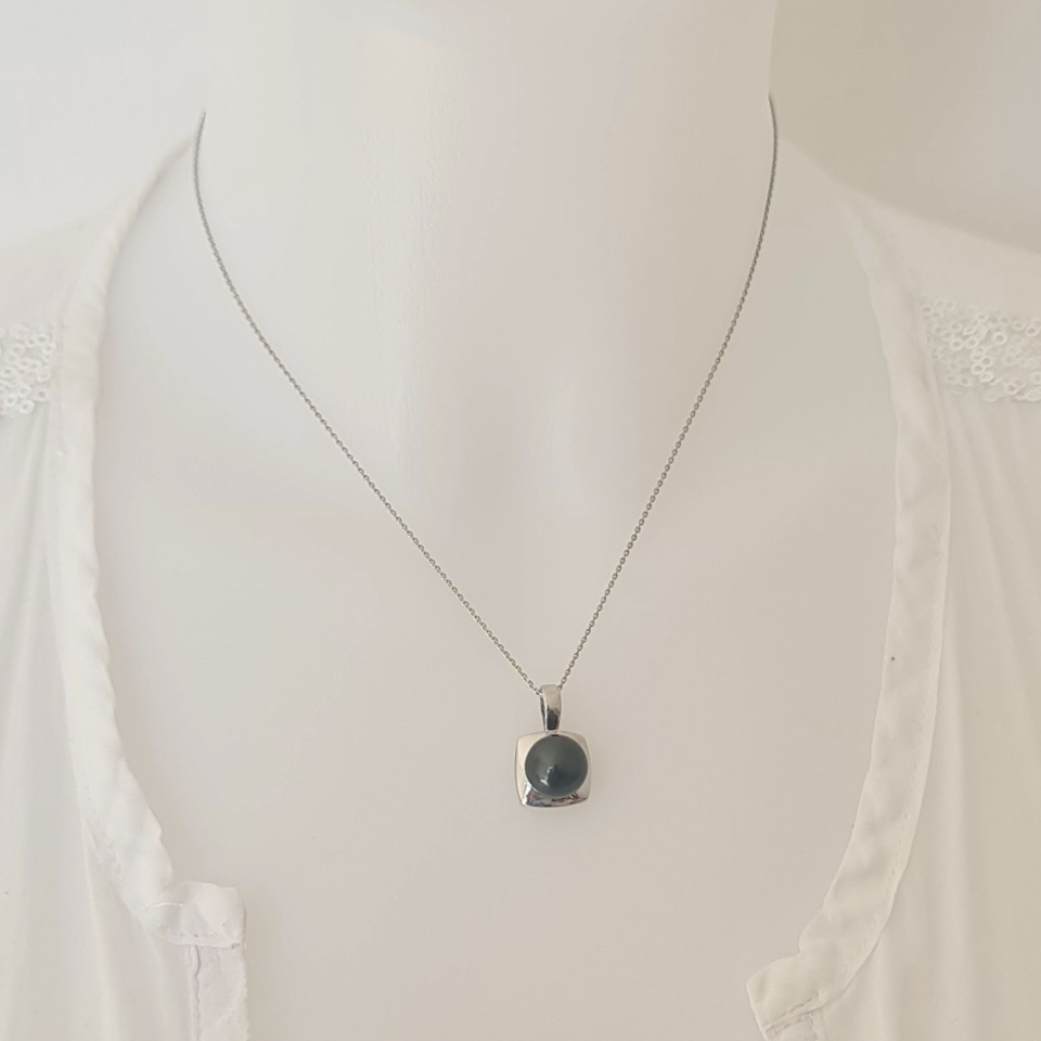 Carré d'Ô - Pendentif Argent Rhodié et Perle de Tahiti d'exception