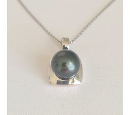 Carré d'Ô - Pendentif Argent Rhodié et Perle de Tahiti d'exception