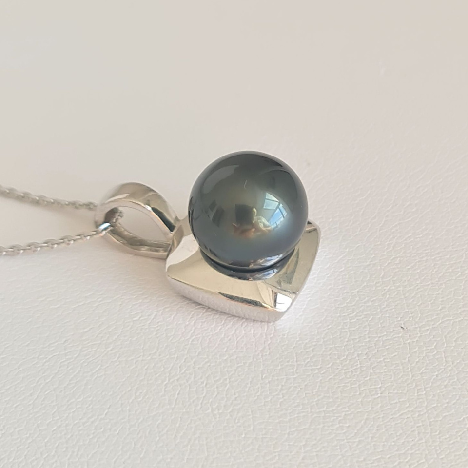 Carré d'Ô - Pendentif Argent Rhodié et Perle de Tahiti d'exception