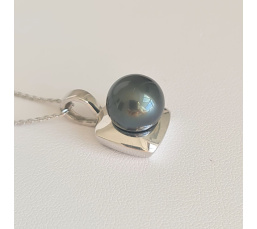 Carré d'Ô - Pendentif Argent Rhodié et Perle de Tahiti d'exception