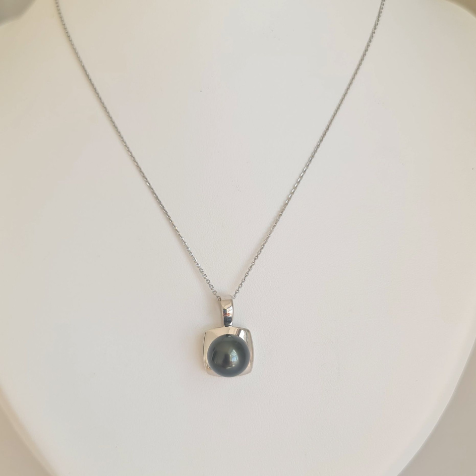 Carré d'Ô - Pendentif Argent Rhodié et Perle de Tahiti d'exception