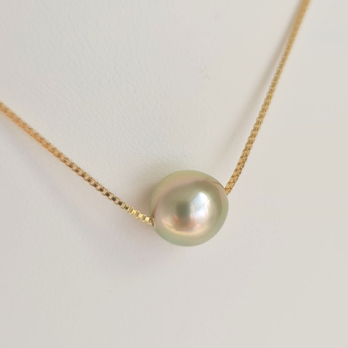 Fakarava - Collier Or Laminé 14 carats et Véritable Perle de Tahiti