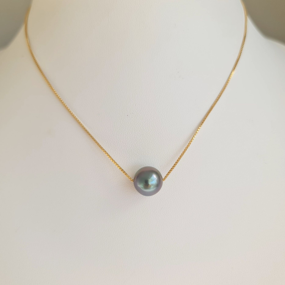 Fakarava - Collier Or Laminé 14 carats et Véritable Perle de Tahiti