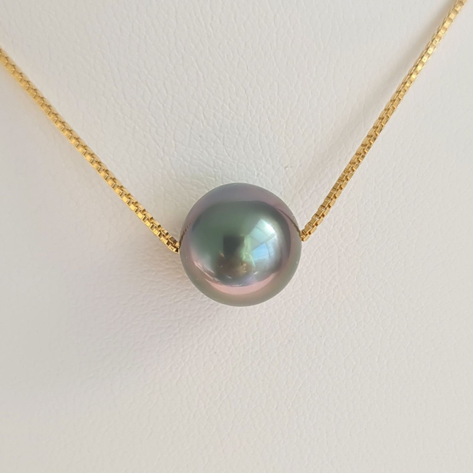 Fakarava - Collier Or Laminé 14 carats et Véritable Perle de Tahiti