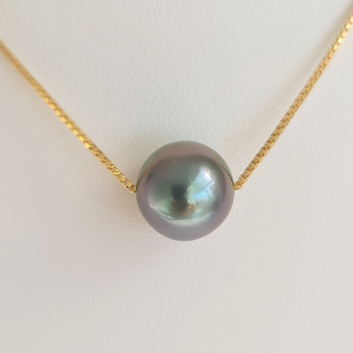 Fakarava - Collier Or Laminé 14 carats et Véritable Perle de Tahiti