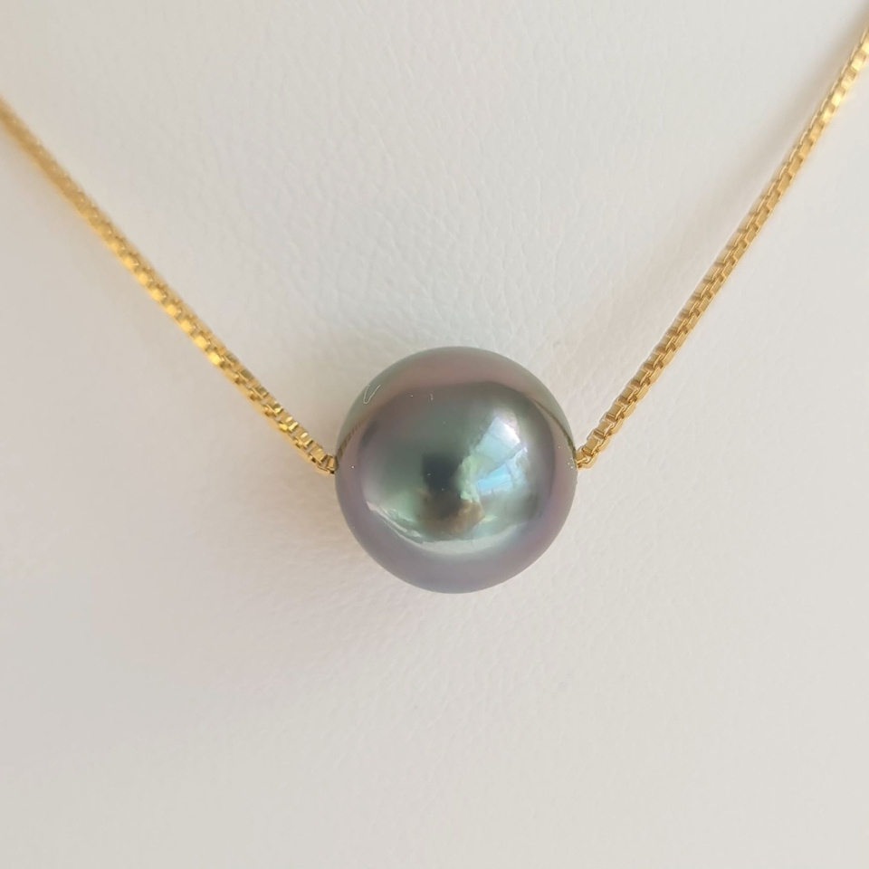 Fakarava - Collier Or Laminé 14 carats et Véritable Perle de Tahiti