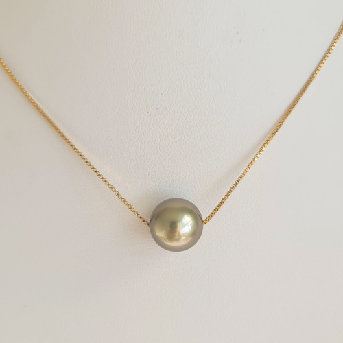 Fakarava - Collier Or Laminé 14 carats et Véritable Perle de Tahiti