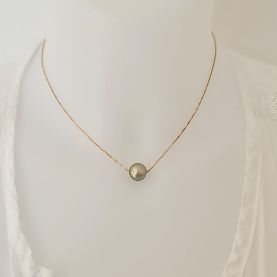 Fakarava - Collier Or Laminé 14 carats et Véritable Perle de Tahiti