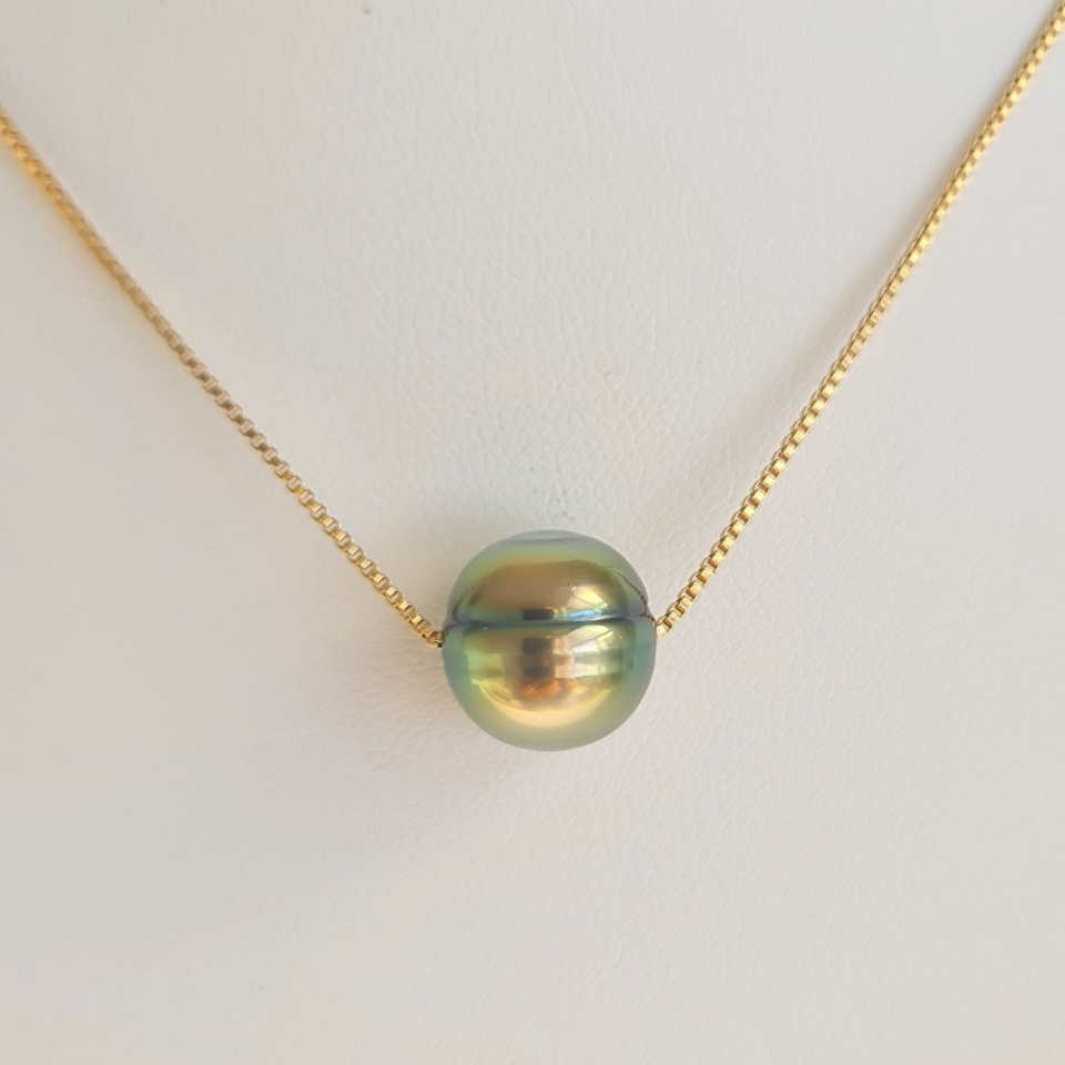 Fakarava - Collier Or Laminé 14 carats et Véritable Perle de Tahiti