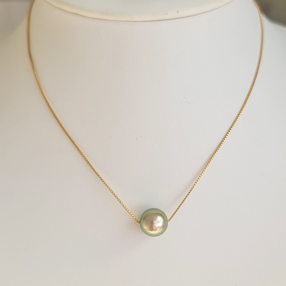 Fakarava - Collier Or Laminé 14 carats et Véritable Perle de Tahiti