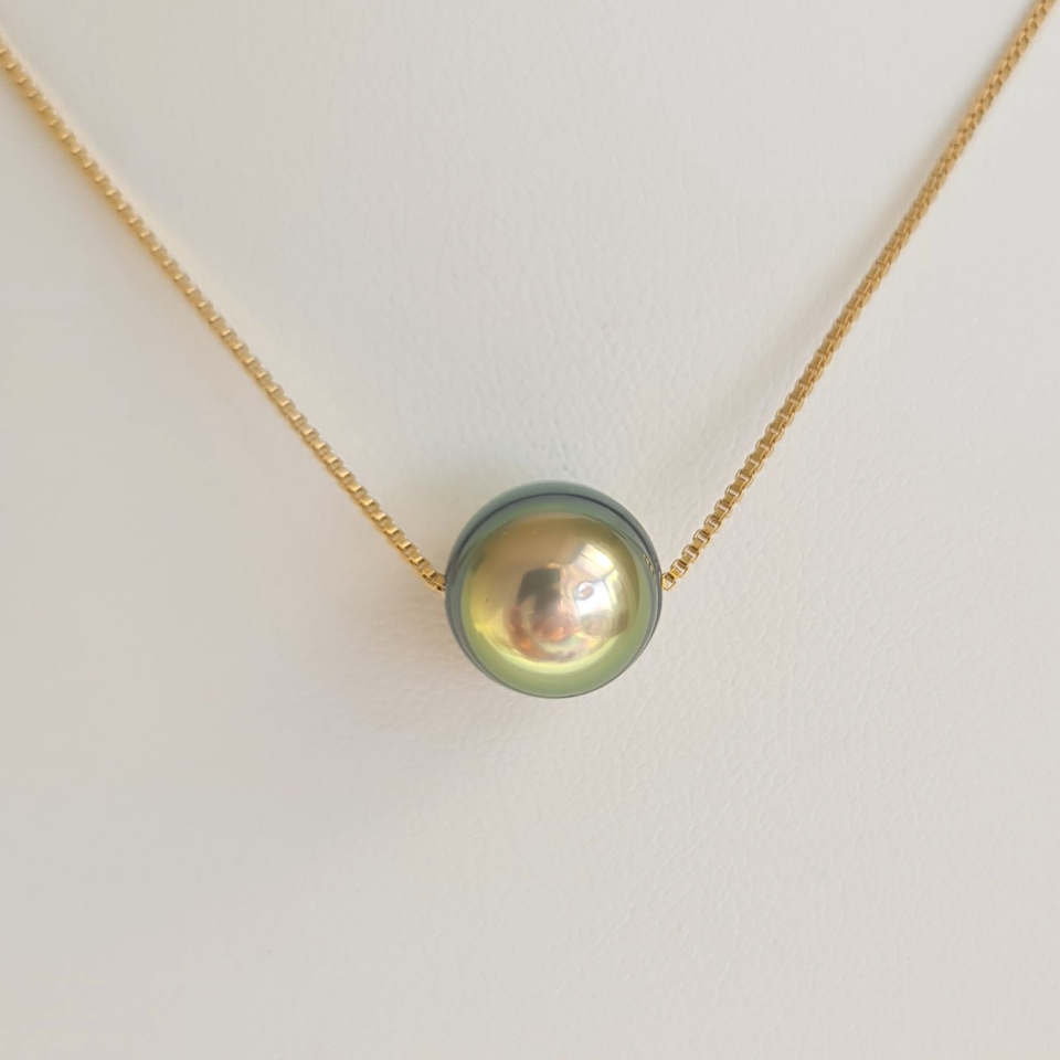 Fakarava - Collier Or Laminé 14 carats et Véritable Perle de Tahiti