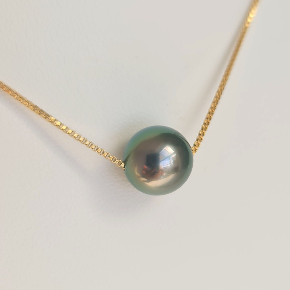 Fakarava - Collier Or Laminé 14 carats et Véritable Perle de Tahiti