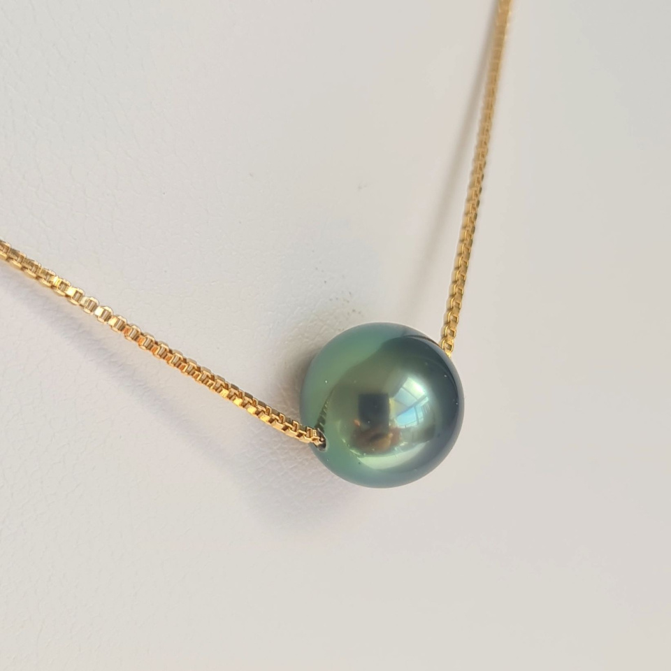 Fakarava - Collier Or Laminé 14 carats et Véritable Perle de Tahiti