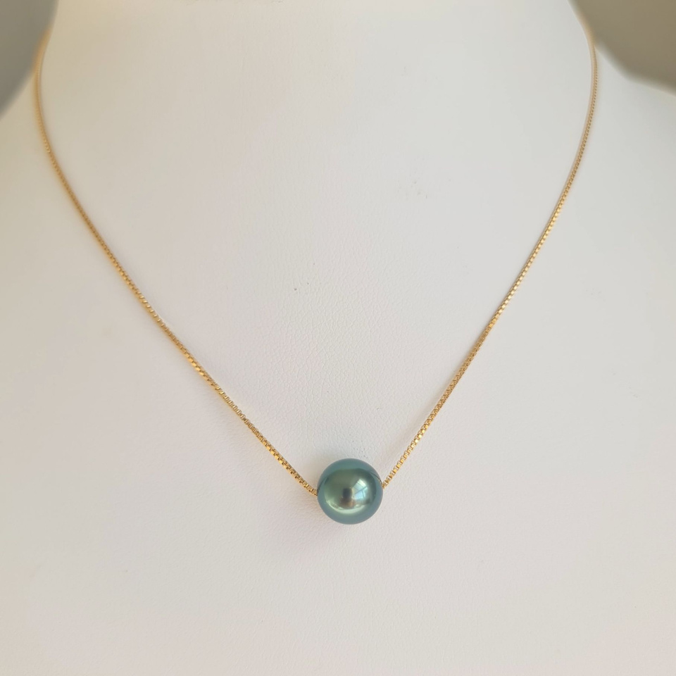 Fakarava - Collier Or Laminé 14 carats et Véritable Perle de Tahiti