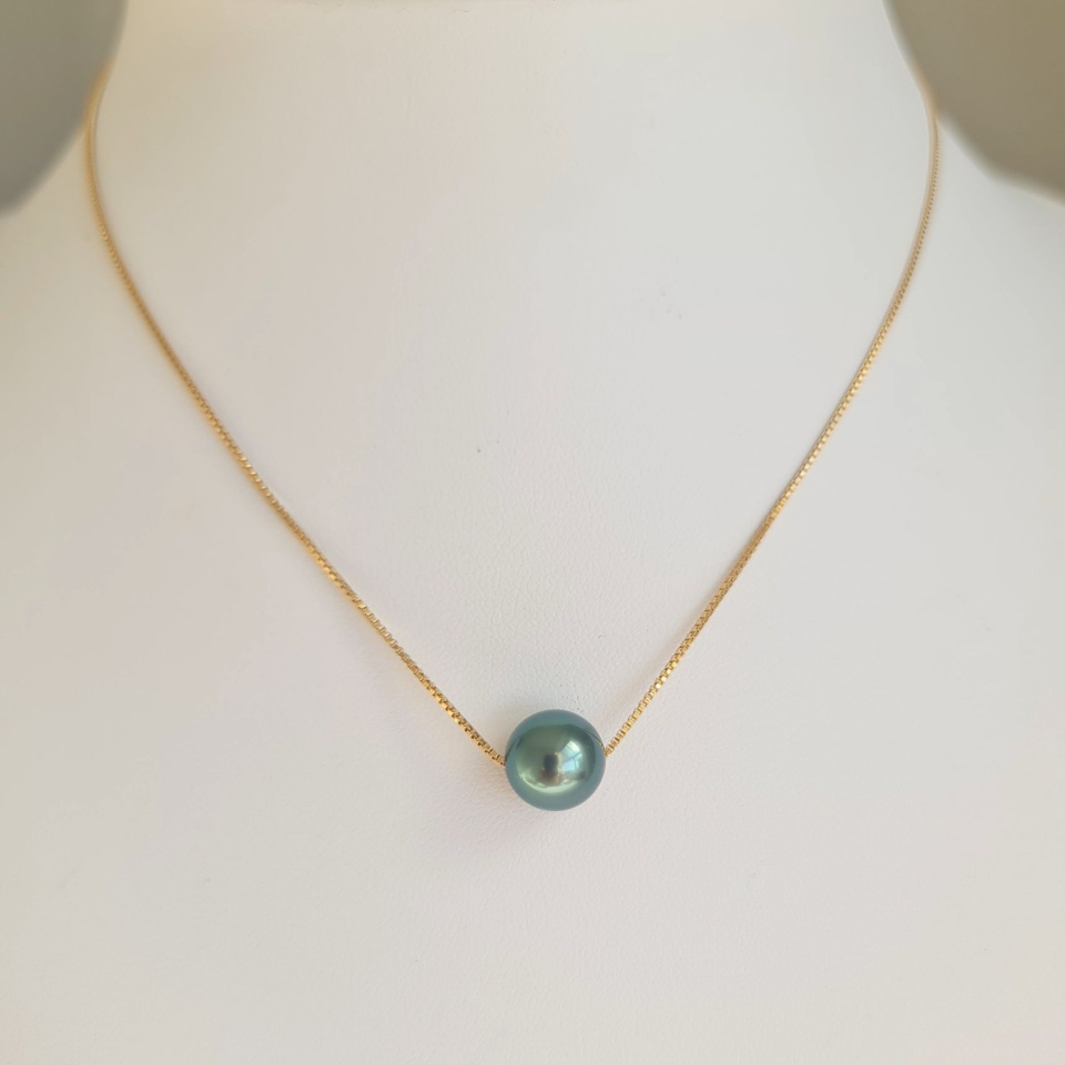 Fakarava - Collier Or Laminé 14 carats et Véritable Perle de Tahiti