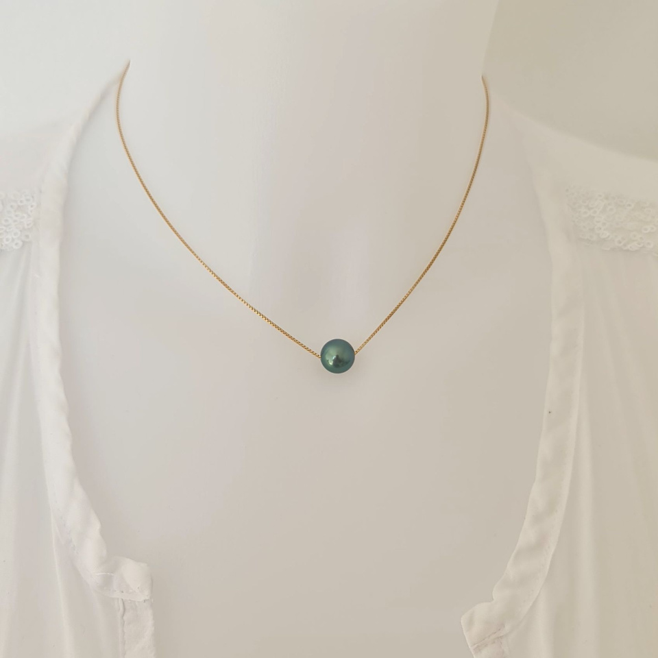 Fakarava - Collier Or Laminé 14 carats et Véritable Perle de Tahiti