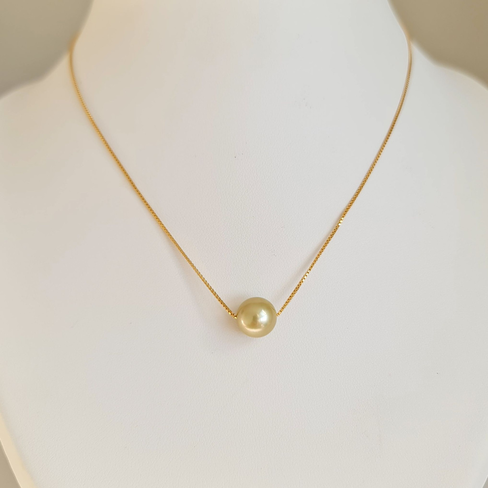 Fakarava - Collier Or Laminé 14 carats et Véritable Perle de Tahiti