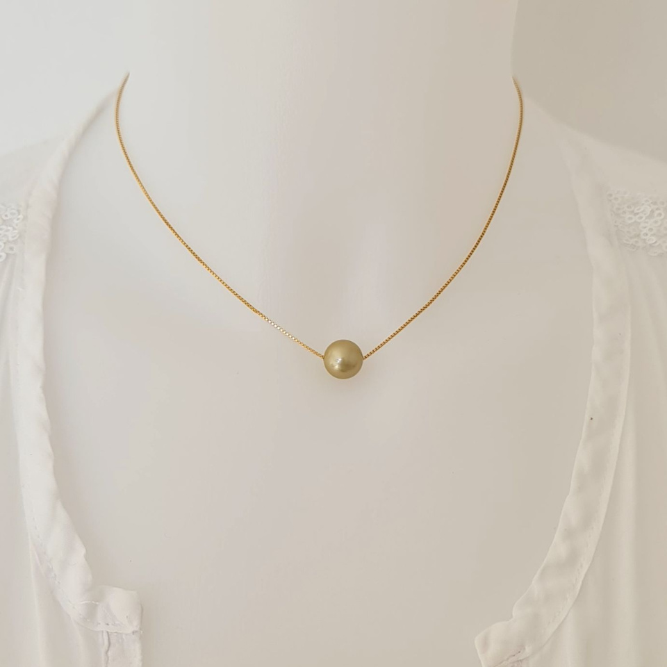 Fakarava - Collier Or Laminé 14 carats et Véritable Perle de Tahiti