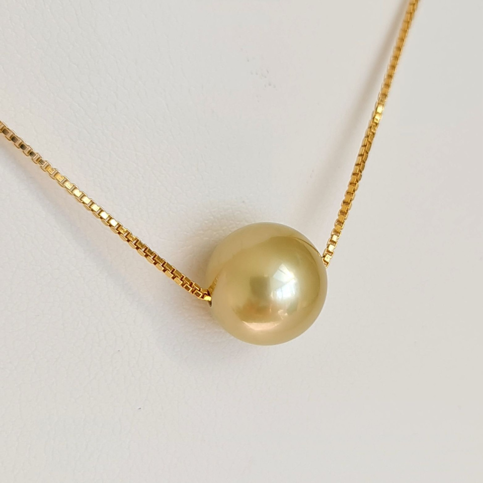 Fakarava - Collier Or Laminé 14 carats et Véritable Perle de Tahiti