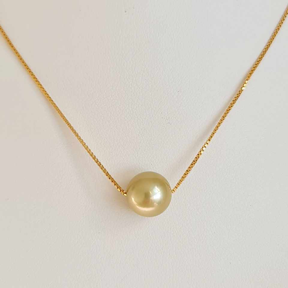 Fakarava - Collier Or Laminé 14 carats et Véritable Perle de Tahiti