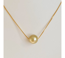 Fakarava - Collier Or Laminé 14 carats et Véritable Perle de Tahiti