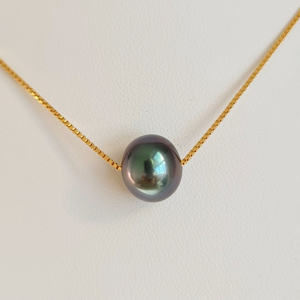 Fakarava - Collier Or Laminé 14 carats et Véritable Perle de Tahiti