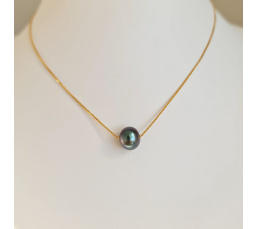 Fakarava - Collier Or Laminé 14 carats et Véritable Perle de Tahiti