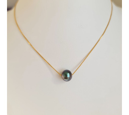Fakarava - Collier Or Laminé 14 carats et Véritable Perle de Tahiti