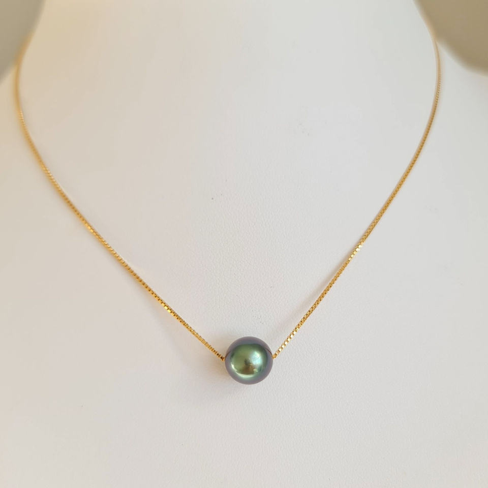 Fakarava - Collier Or Laminé 14 carats et Véritable Perle de Tahiti