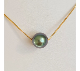Fakarava - Collier Or Laminé 14 carats et Véritable Perle de Tahiti