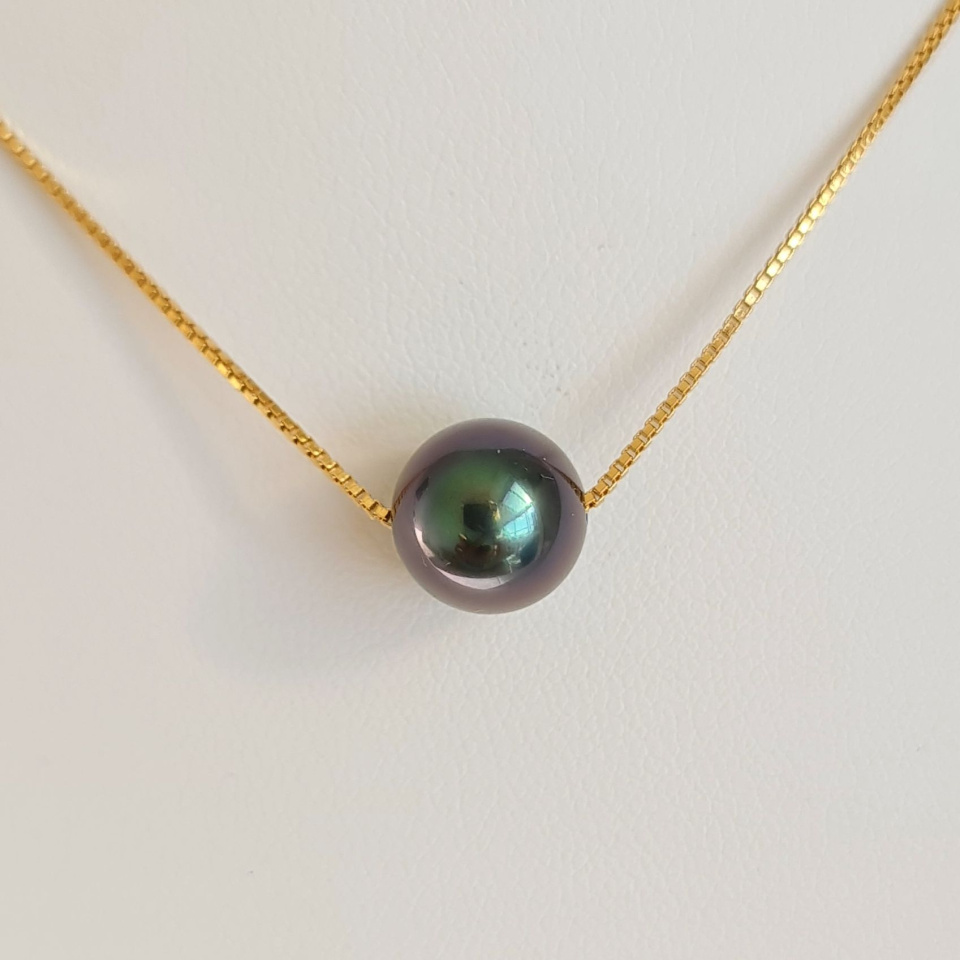 Fakarava - Collier Or Laminé 14 carats et Véritable Perle de Tahiti