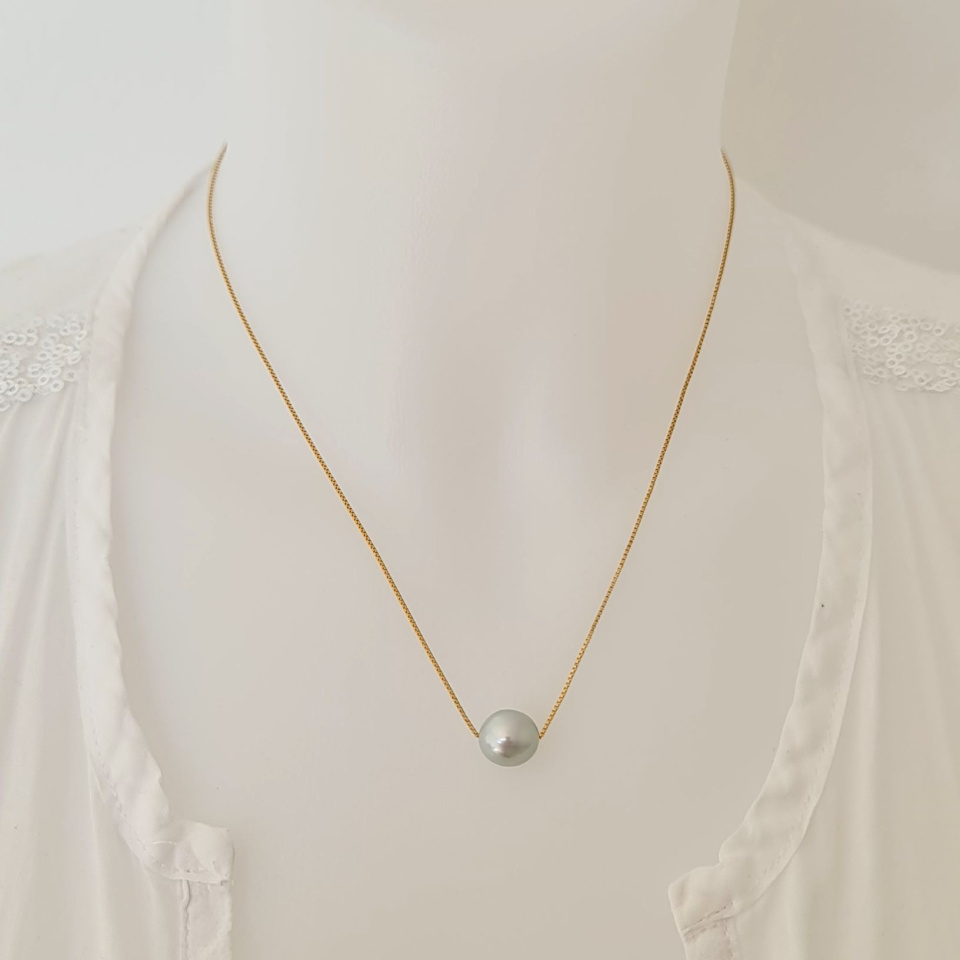 Fakarava - Collier Or Laminé 14 carats et Véritable Perle de Tahiti