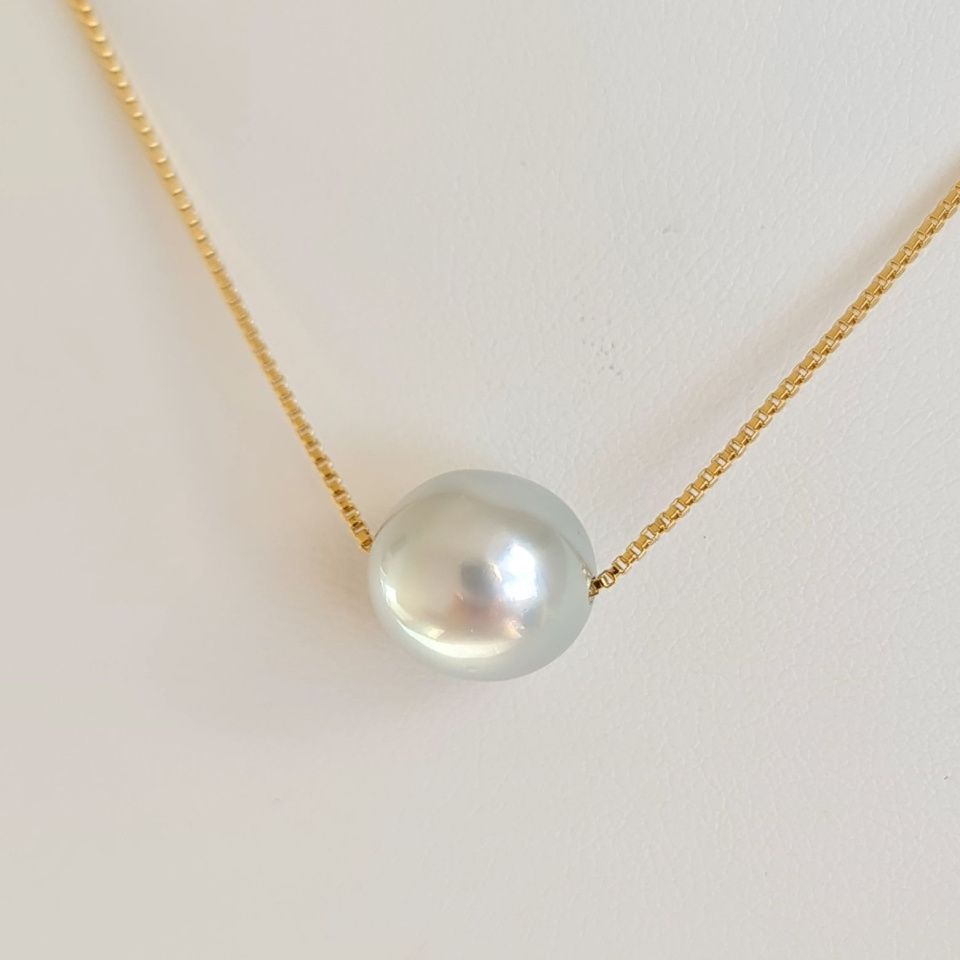 Fakarava - Collier Or Laminé 14 carats et Véritable Perle de Tahiti